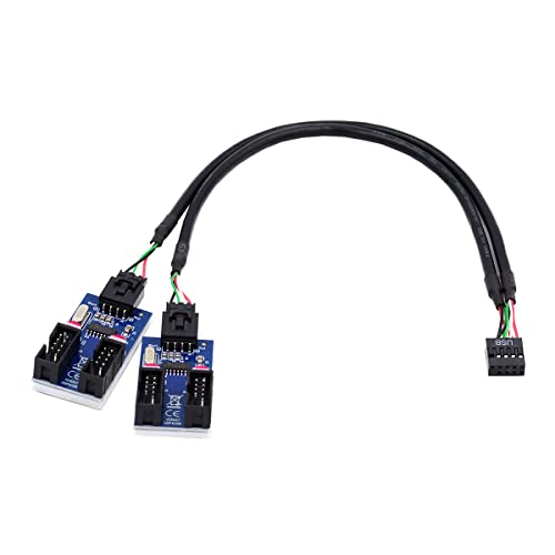 CY USB 2.0 Motherboard Kabel 9pin 10pin USB 2.0 Header 1 to 4 Female Extension Splitter Cable HUB Connector Adapter Port Multilier von CY