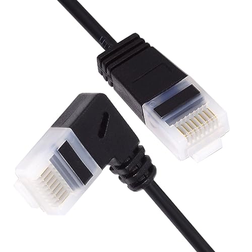 CY Ultradünnes, schlankes Cat6-Ethernet-Kabel, RJ45, links abgewinkelt, UTP-Netzwerkkabel, Patchkabel, 90 Grad, Cat6a LAN für Laptop, Router, TV-Box von CY