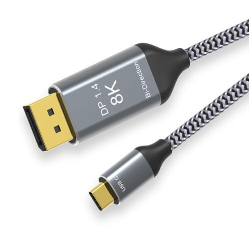 CY Umkehrbares DisplayPort-DP-Quelle auf USB 3.1 Typ C USB-C Display-Stecker, 8K HDTV-Kabel für Laptop-Monitor, 1,8 m von CY