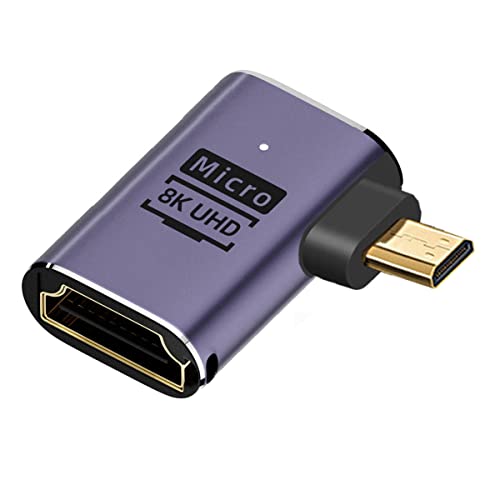 YC° CY 8K Kabel links abgewinkelt Micro HDMI Stecker auf HDMI 2.1 Buchse UHD Verlängerung Gold Konverter Adapter Unterstützung 8K 60hz HDTV von CY