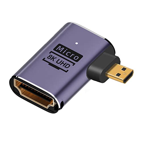 YC° CY 8K Kabel rechtwinkliger Micro-HDMI-Stecker auf HDMI 2.1 Buchse UHD Verlängerung Gold Konverter Adapter Unterstützung 8K 60hz HDTV von CY