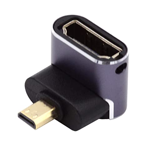 YC° CY 8K Kabel unten abgewinkelt Micro HDMI Stecker auf HDMI 2.1 Buchse UHD Verlängerung Gold Konverter Adapter Unterstützung 8K 60hz HDTV von CY