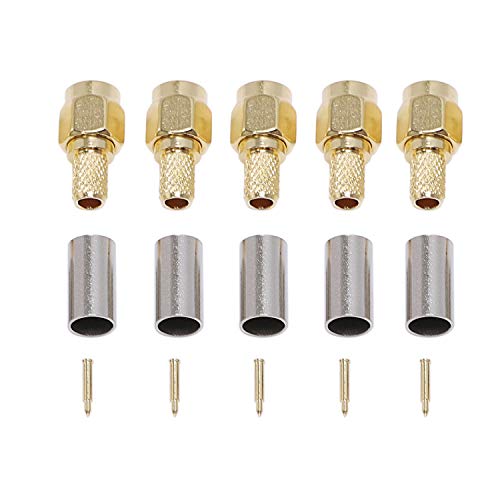 CYA 5 Stueck SMA-Stecker RF Coaxial Verbinder Crimp Fuer RG58 RG142 RG400 LMR195 RG223 von CYA