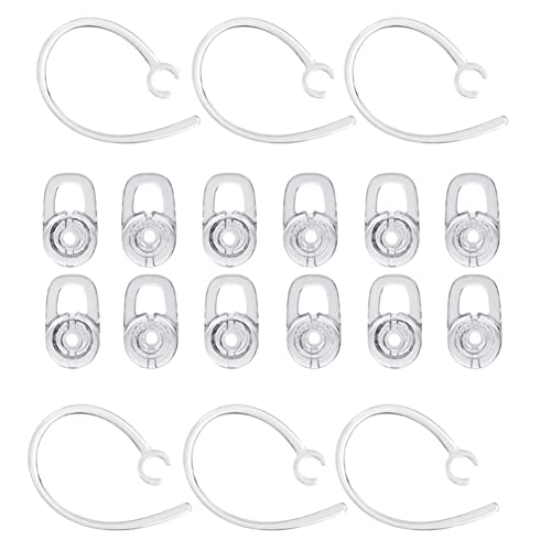 CYADCI Silikon-Ohrstöpsel, kompatibel mit Plantronics, 12 Stück großes, transparentes Ohrhörer-Gel und 6 Stück transparente Ohrbügel, kompatibel mit Plantronics M165/M180/M155/M70/M55 Headset von CYADCI