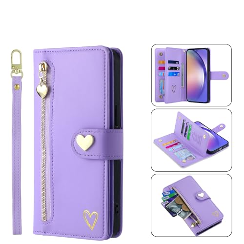 Hülle Kompatibel with Samsung Galaxy S24 Ultra,Galaxy S24 Ultra PU Leder Wallet Ständer Case Handyhülle Slot Magnetisch [Stand Function] [Card Slots] Schutzhülle für Galaxy S24 Ultra Lila von CYANDYSL