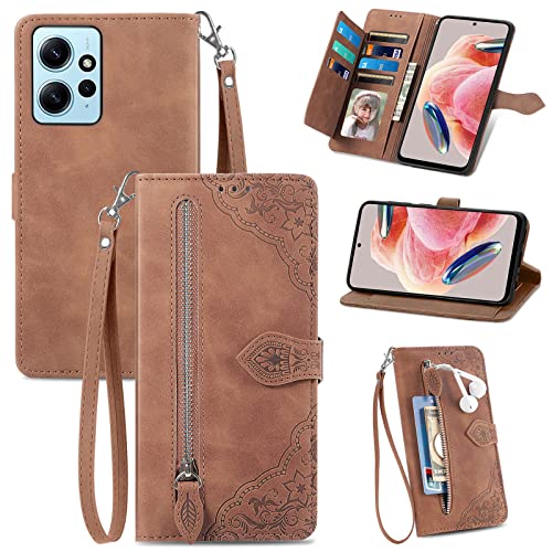 Hülle für Xiaomi Redmi Note 13 Pro 5G(Nicht für 4G) Flip Wallet PU Lederhülle Handyhülle Shockproof Magnetic [Stand Function] [Card Slots] Klappbar Schutzhülle für Note 13 Pro 5G Braun von CYANDYSL