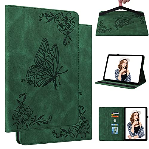 Magnetische Hülle Kompatibel with Lenovo Tab M10 5G 2023, Lenovo Tab M10 5G 2023 PU Leder Klapphülle Magnetische [Standfunktion] [Kartenfächern] SchutzhülleGrün von CYANDYSL