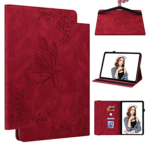 Magnetische Hülle Kompatibel with Lenovo Tab P12, Lenovo Tab P12 PU Leder Klapphülle Magnetische [Standfunktion] [Kartenfächern] Schutzhülle für Lenovo Tab P12 Rot von CYANDYSL