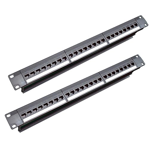 CYBUCH 2X 19-1U-Schrank-Rack-Durchgang, 24-Port-CAT6-Patchpanel, RJ45-Kontaktanschluss (RJ45-Kontaktanschluss), Modularer Rahmen von CYBUCH