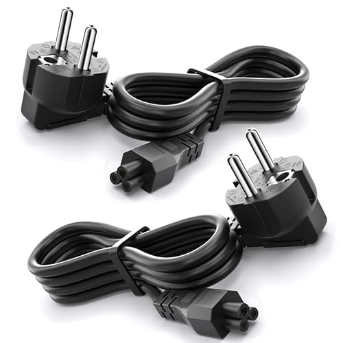 3 Pin Computer Cable (2 Stück 1.5m), CYD Stromkabel 3-polig 250V 10A Kompatible mit Beamer Stromkabel Monitor LG HP Philips Samsung von CYD