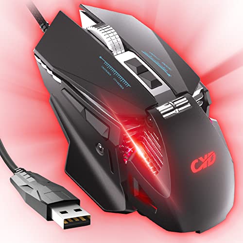 CYD C300 Gaming Maus Kabelgebunden, USB 3.0 Kabelgebundene Maus für Laptop, Ergonomisches Design Gaming Mouse, Programmierbare Maus-Gamer, Snap-Change Tracking & Shootout PC Gaming Race, DPI 7200 von CYD