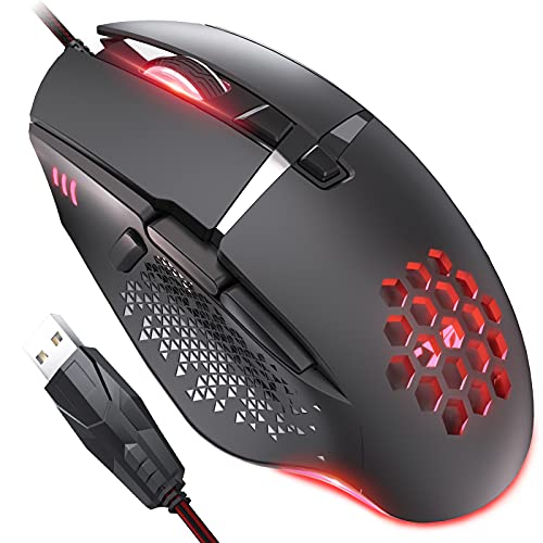 CYD C303 RGB Gaming-Maus für Laptop, USB 3.0 Kabelgebundene Gaming Mouse, Ergonomisches Design Gaming Maus Kabelgebunden, Programmierbare Gaming Maus, Snap-Change Tracking & Shootout PC Gaming Race von CYD