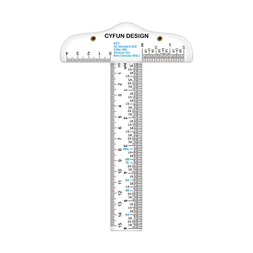 15,2cm transparentes Acryl-T-Quadrat-Lineal für einfache Referenz beim Basteln von T-Quadrat-Lineal Handwerkzeug in beiden Zoll und metrischen Messungen abgestuftes T-Lineal Zoll metrisches T Quadrat von CYFUN DESIGN