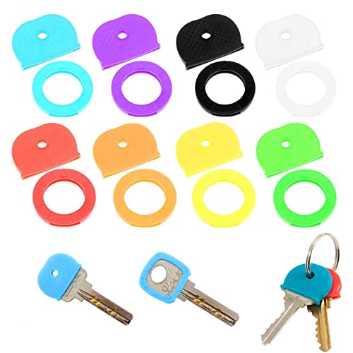 CYH Schlüsselkappen Set, 40 Stück Schlüssel Kappen Abdeckungen, Flexibel Schlüsselhülle für Einfache Identifizierung Türschlüssel, 8 Farben, mit 10 Schlüsselanhänger Ring von CYH