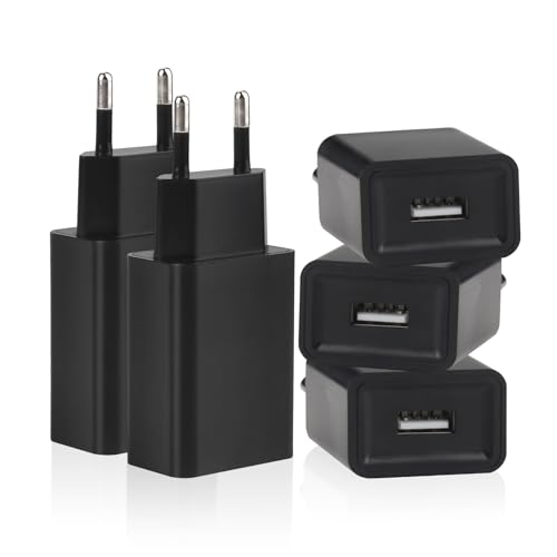 CYIOU 5W USB Ladegerät 5 Pack USB Stecker 5V1A Netzstecker Ladestecker Netzteil für Handys Ladegerät Bluetooth-Kopfhörer Smartbands Tablets (Schwarz) von CYIOU
