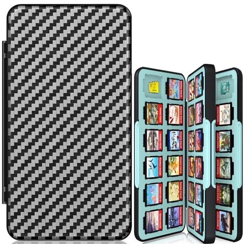 CYKOARMOR Switch Game Case for Nintendo Switch/Switch OLED, Switch Game Holder with 48 Games Card Slot&24 Micro SD Cartridge Slots, Storage Accessories Hard Shell Portable Cartridge Box, Blue Black von CYKOARMOR