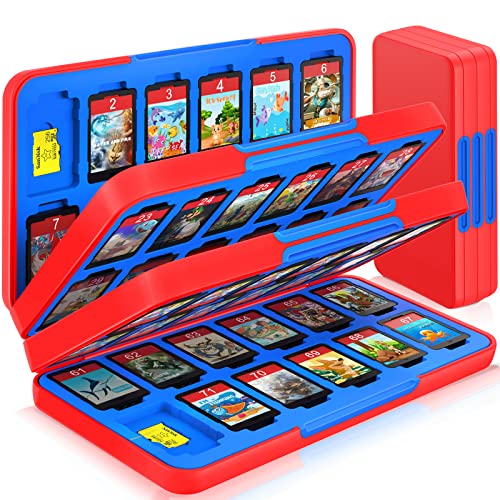 CYKOARMOR Switch Game Case für Nintendo Switch/Switch OLED, Switch Game Holder with 72 Games Card Slot&24 Micro SD Cartridge Slots, Storage Accessories Hard Shell Portable Cartridge Box, Red Blue CYKOARMOR Switch Game Case für Nintendo Switch/Switch OLED, Switch Game Holder with 72 Games Card Slot&24 Micro SD Cartridge Slots, Storage Accessories Hard Shell Portable Cartridge Box, Red Blue von CYKOARMOR