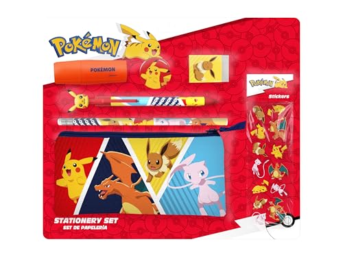 CYPBRANDS Pokémon, Schreibwaren-Set, Federmäppchen, Bleistift, Radiergummi, Anspitzer, Kugelschreiber, Textmarker, Aufkleber, mehrfarbig, offizielles Produkt CYPBRANDS Pokémon, Schreibwaren-Set, Federmäppchen, Bleistift, Radiergummi, Anspitzer, Kugelschreiber, Textmarker, Aufkleber, mehrfarbig, offizielles Produkt von CYPBRANDS