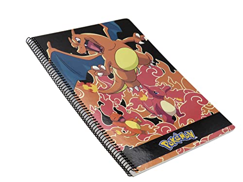 CYPBRANDS Pokémon Charmander Notizbuch, 80 Blatt, Hardcover, kariert, 4 x 4 mm, Spirale, Schulmaterial, Schreibwaren, Orange, offizielles Produkt (CyP von CYPBRANDS