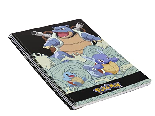 CYPBRANDS Pokémon Notizbuch, 80 Blatt, SquirtleHardcover, kariert, 4 x 4 mm, Spiralbindung, Schreibwaren, Blau, offizielles Produkt (CyP) von CYPBRANDS