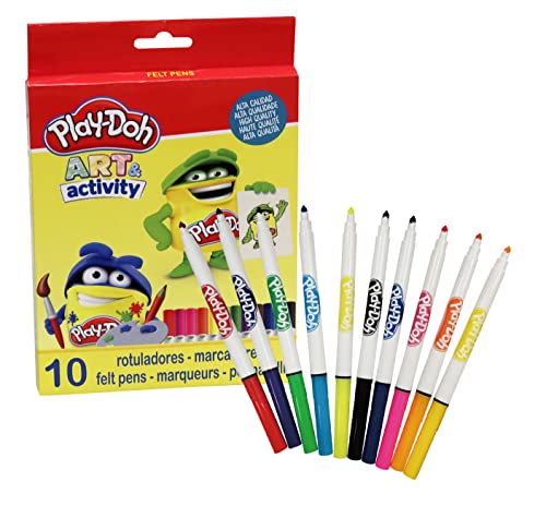 Play Doh Marker in Box, 5 mm Spitze, leuchtende Farben, offizielles Lizenzprodukt (CyP Brands), 10 Stück von CYPBRANDS