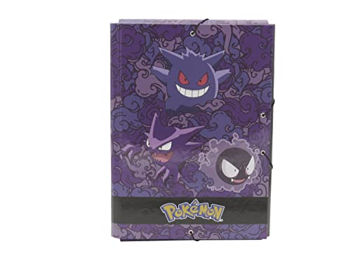 Pokémon Gengar Sammelmappe mit Gummizug, Schulmaterial, Violett, offizielles Produkt (CyP Brands) von CYPBRANDS