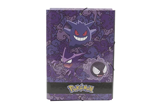 Pokémon Reversmappe, Gengar, Ordner mit Gummibändern, Schulmaterial, Violett, offizielles Produkt (CyP Brands) von CYPBRANDS