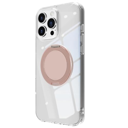 CYPOSLDN Magnetische Hülle Für iPhone 16/16 Pro/16 Plus/16 Pro Max, Farbring, Transparent, Modisch, Schlanke Handyhülle Mit Verstellbarem Ständer,16pro max,Pink von CYPOSLDN
