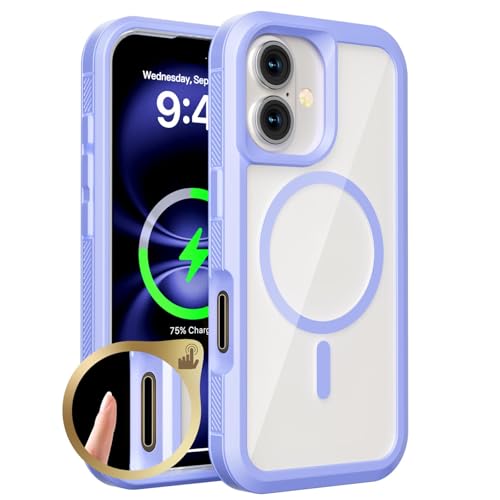 CYPOSLDN Schlanke Hülle Für iPhone 16/16 Pro/16 Plus/16 Pro Max, Magnetische Saugnapf-Anti-Drop-Telefon-transparente Durchsichtige Hülle Unterstützt Kabelloses Laden,16pro max,Purple von CYPOSLDN