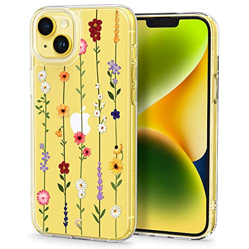 CYRILL Cecile kompatibel mit iPhone 14 Plus Hülle, (6,7 Zoll) (2022) Langlebig innere Klar Muster Transparent weich TPU Bumper Durchsichtige Case - Blumen Garten von CYRILL