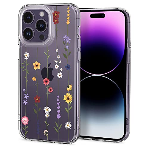 CYRILL Cecile kompatibel mit iPhone 14 Pro Hülle, (6,1 Zoll) (2021) Langlebig innere Klar Muster Transparent weich TPU Bumper Durchsichtige Case - Blumen Garten von CYRILL