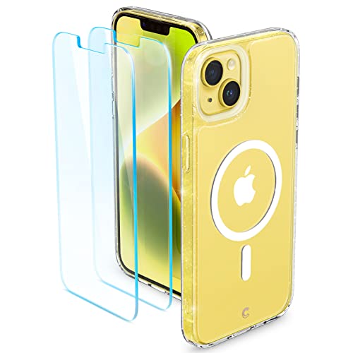 CYRILL Shine Mag kompatibel mit iPhone 14 Hülle, (6,7 Zoll) [Kompatibel mit MagSafe] Langlebig innere Klar Muster Transparent weich TPU Bumper Durchsichtige Case (2022) - Clear Glitter von CYRILL