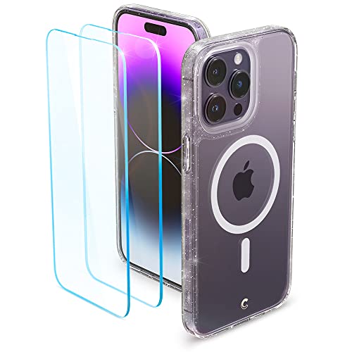 CYRILL Shine Mag kompatibel mit iPhone 14 Pro Max Hülle, (6,7 Zoll) (2022) [Kompatibel mit MagSafe] Langlebig innere Klar Muster Transparent weich TPU Bumper Durchsichtige Case - Clear Glitter von CYRILL