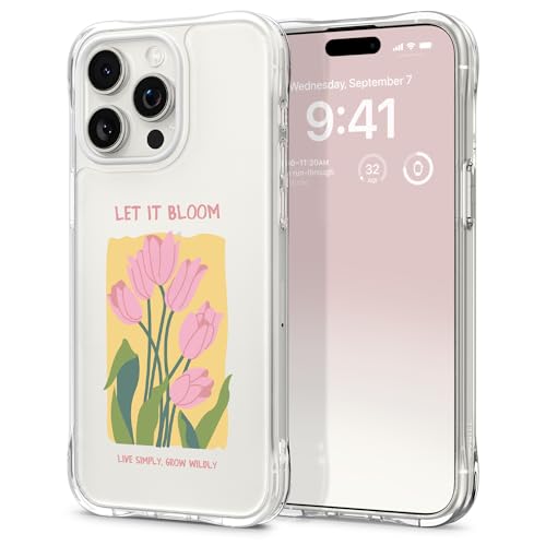 CYRILL von Spigen Cecile [Print to Made] Blumen Muster Hülle Kompatibel mit iPhone 15 Pro (2023) - Tulips Yellow von CYRILL