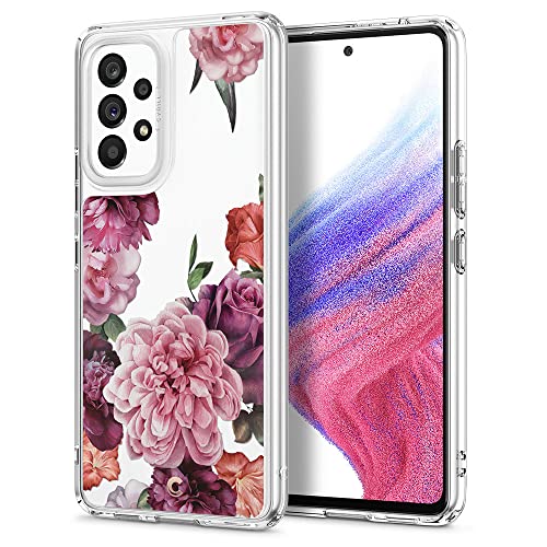 CYRILL von Spigen Cecile kompatibel mit Samsung Galaxy A53 Hülle, Transparent Blumen PC Back & Soft TPU Bumper Handyhülle Durchsichtige - Rose Blumen von CYRILL