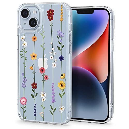CYRILL von Spigen Cecile [kompatibel mit iPhone 14/13 Hülle], langlebig innere klar Blumen Muster Transparent PC TPU Case - Blumen Garten von CYRILL