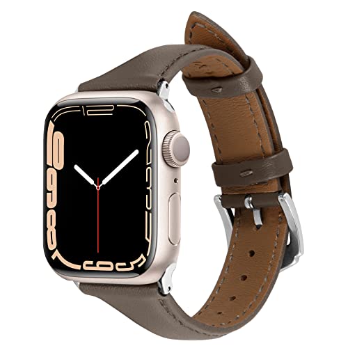 CYRILL von Spigen Kajuk Leder Armband Ersatzarmbänder kompatibel mit Apple Watch Series 9/8 / 7 / SE / 6/5 / 4 (41mm/40mm/38mm) (2022) - Khaki von CYRILL