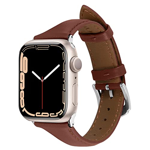 CYRILL von Spigen Kajuk Leder Armband Ersatzarmbänder kompatibel mit Apple Watch Series 9/8 / 7 / SE / 6/5 / 4 (41mm/40mm/38mm) (2023) - Chestnut von CYRILL
