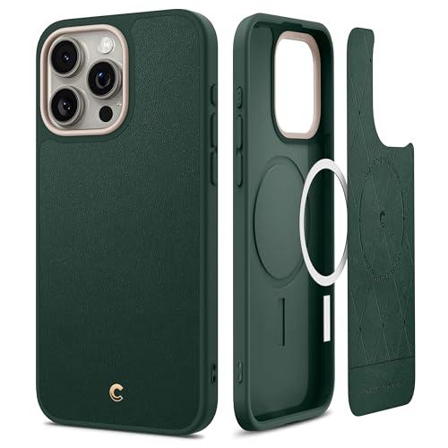 CYRILL von Spigen Kajuk Mag Grün Lederhülle Kompatibel mit iPhone 15 Pro (2023) - Forest Green von CYRILL