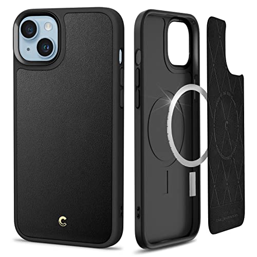 CYRILL von Spigen Kajuk Mag [Kompatibel mit iPhone 14 Plus] Magnetisches kabelloses Laden Premium Lederhülle Schutzhülle - Schwarz von CYRILL