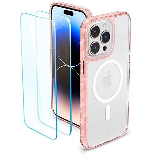 CYRILL von Spigen Shine Mag kompatibel mit iPhone 14 Pro Hülle(6,1 Zoll) [Kompatibel mit MagSafe] Langlebig Glitzer Klar Transparent Durchsichtige Case (2022) - Rose Glitter von CYRILL