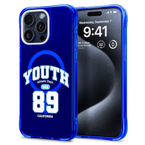 CYRILL von Spigen Ultra Sheer Mag Print to Made Magnetisch Hülle Kompatibel mit iPhone 15 Pro Max (2023) - [Youth - Denim] von CYRILL