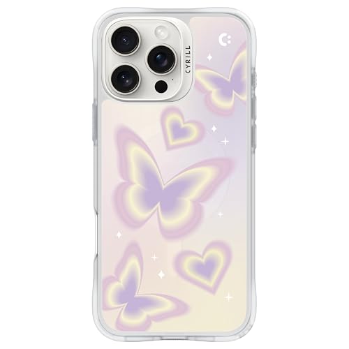 CYRILL von Spigen UltraSheer Mag Muster Hülle Kompatibel mit iPhone 16 Pro (2024) - Purple Butterflies von CYRILL