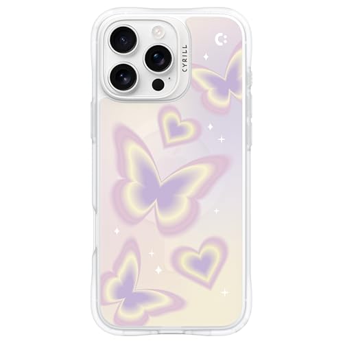 CYRILL von Spigen UltraSheer Mag Muster Hülle Kompatibel mit iPhone 16 Pro Max (2024) - Purple Butterflies von CYRILL
