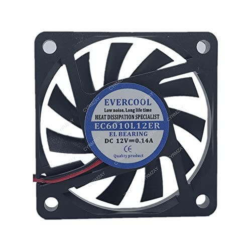 CYRMZAY kompatibel für EVERCOOL EC6010L12ER 12V 0.14A 6010 6CM 2-Wire cooling Lüfter von CYRMZAY