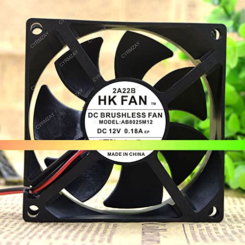 CYRMZAY kompatibel für HK Lüfter AB8025M12 DC12V 0.18A 8025 2-Wire cooling Lüfter von CYRMZAY