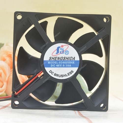 CYRMZAY kompatibel für SHENGSHIDA SD8025H4X 48V 0.18A 8025 8cm 2-Wire cooling Lüfter von CYRMZAY