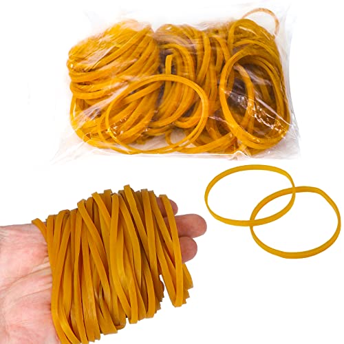 100 Stück Gummiband, 5 cm Durchmesser, 3 mm Breite, elastisches Gummiband, starkes, wiederverwendbares Gummiband, für Büro, Zuhause, Schulbedarf, Gummiband (dunkelgelb) (100 Stück) von CYWVYNYT