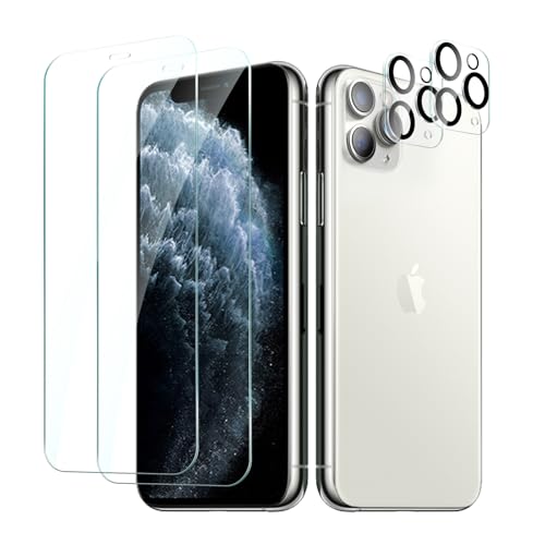 CYYAGE für iPhone 11 Pro Max Schutzfolie, 2 Stück Displayschutzfolie und 2 Stück Kameraschutz Folie HD Transparent 9H Härte Screen Protector Kratzfest Bläschenfrei von CYYAGE
