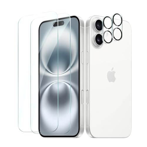 CYYAGE für iiPhone 16 Plus Schutzfolie, 2 Stück Displayschutzfolie und 2 Stück Kameraschutz Folie HD Transparent 9H Härte Screen Protector Kratzfest Bläschenfrei von CYYAGE